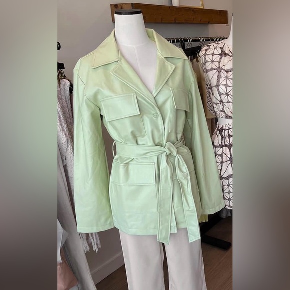 NWOT Bobbles & Lace Vegan Leather Trench Coat - Picture 2 of 3